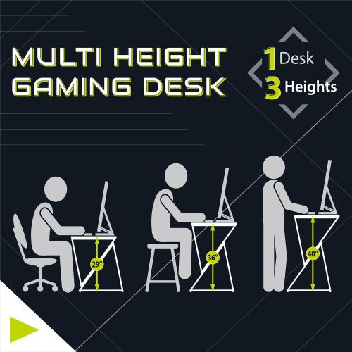 Genesis Adjustable Gaming Desk, White