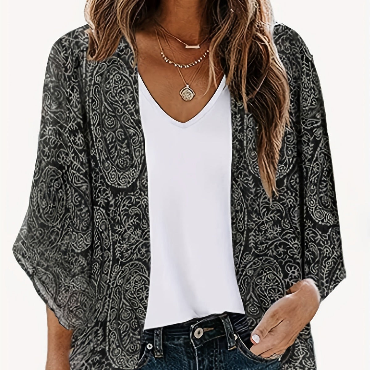 Beach Sun Protection Printed Cardigan Jacket