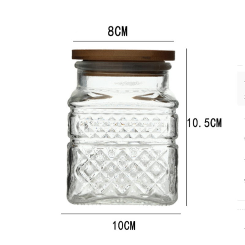 New French Glass Sealed Jar Bamboo Lid Moisture-proof Storage Jar