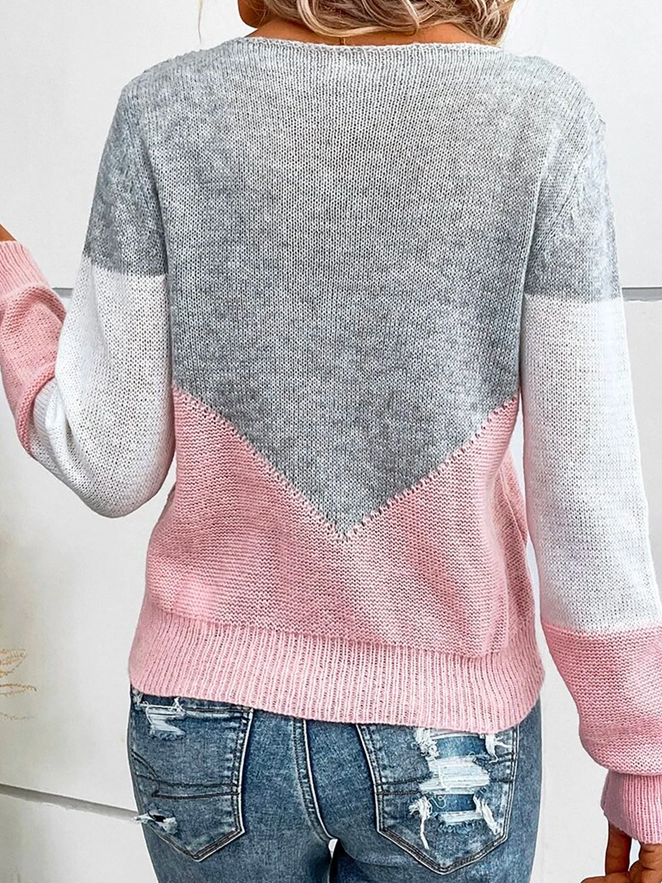 Women's Contrast Color Bottoming Pullover Sweater