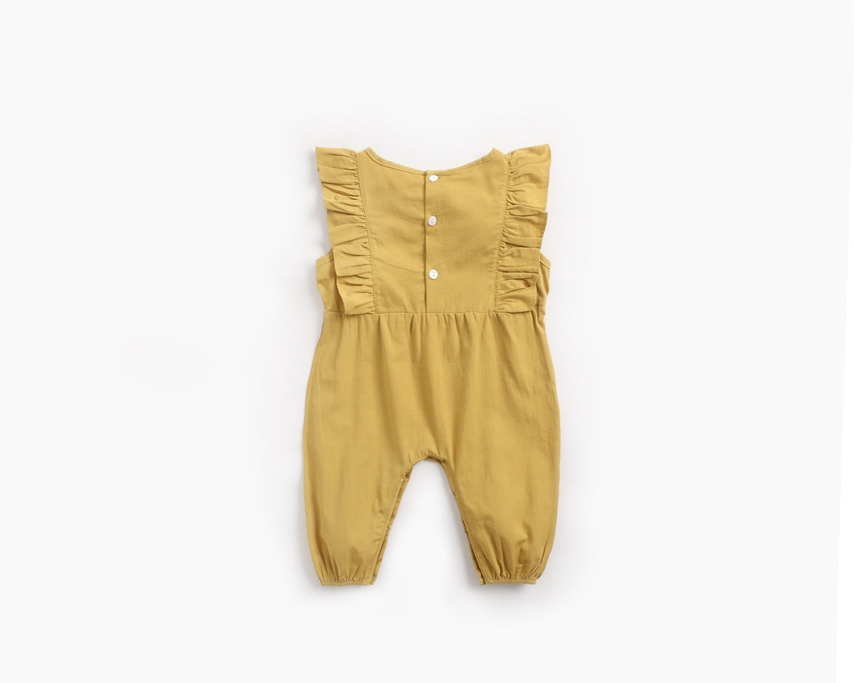 Newborn Cotton Long Climbing Bow Jumpsuit