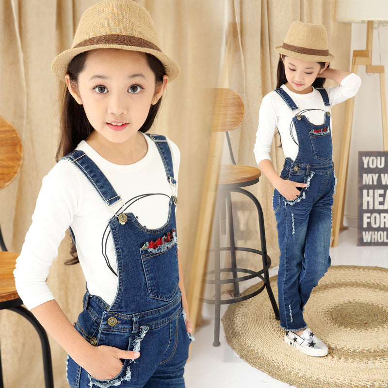 Spring One Piece Children's Denim Overalls