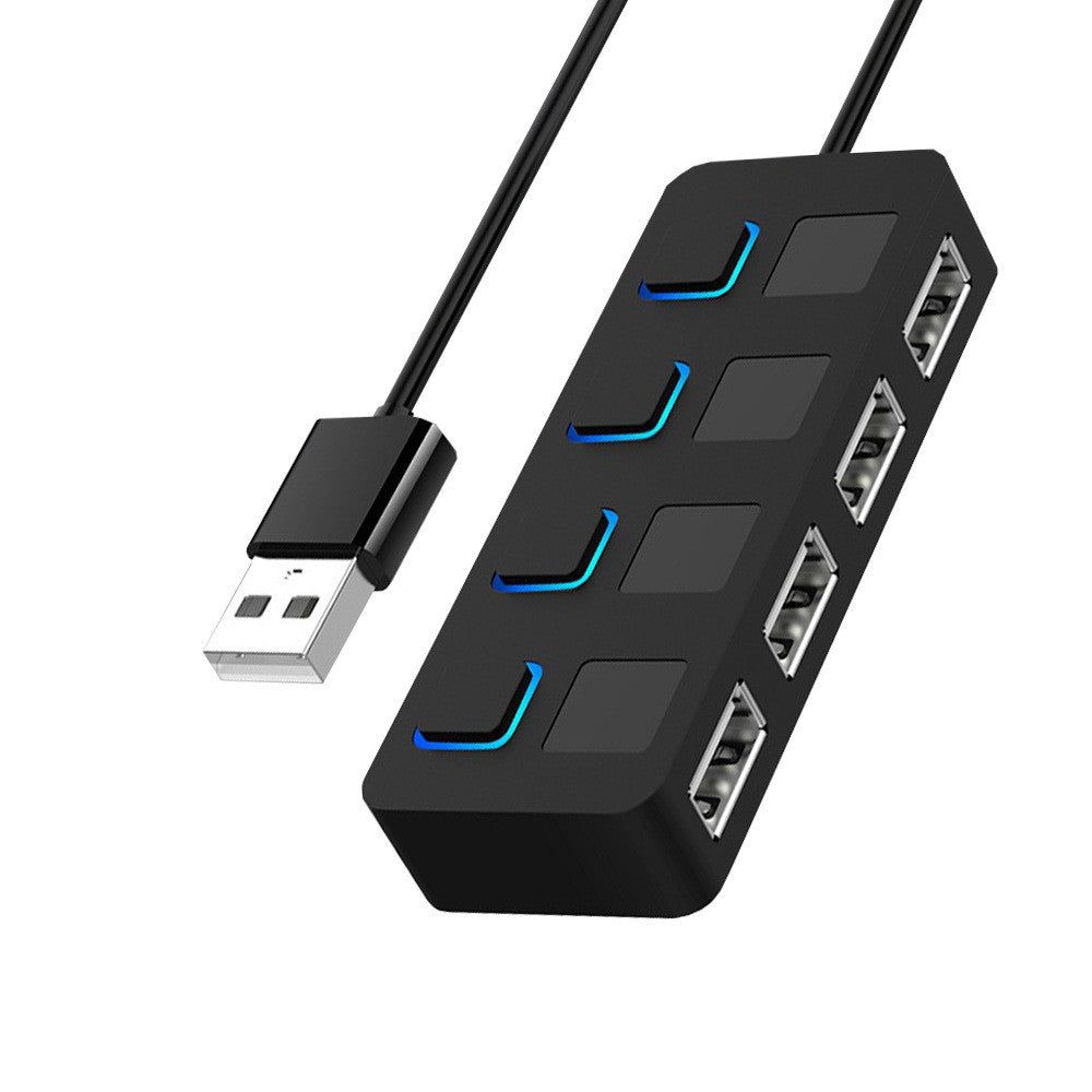 Répartiteur Multi USB 2.0 HUB, 4 extenseurs, adaptateur d'alimentation USB, indicateur d'alimentation, lecteurs USB pour ordinateur portable