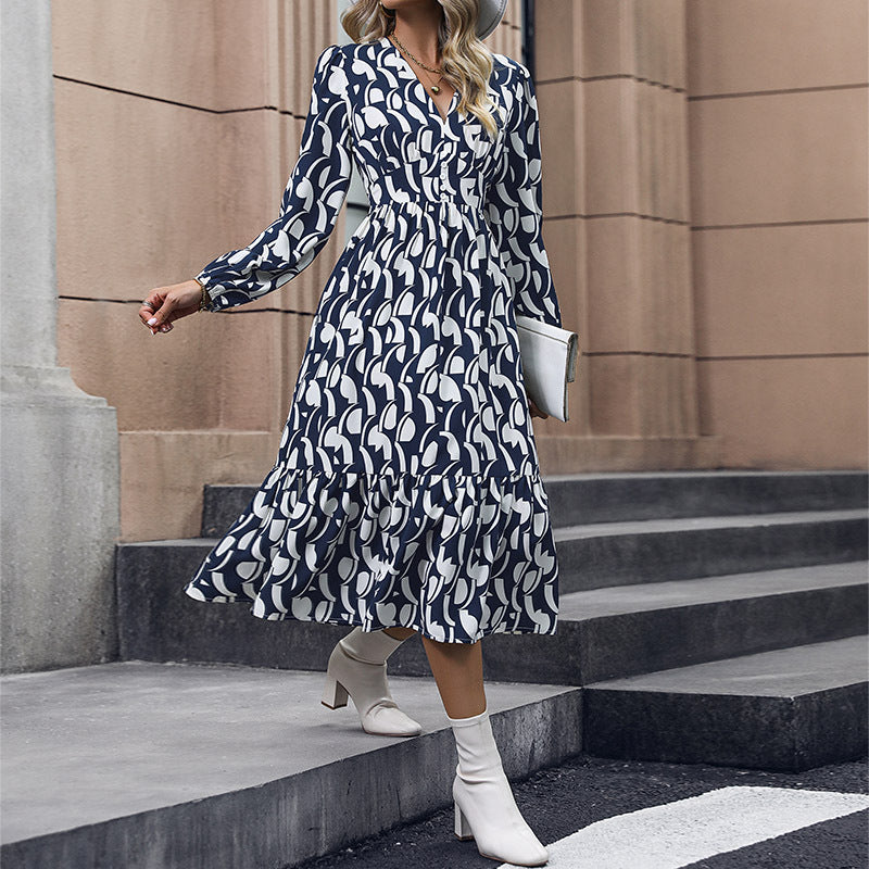 Fashion Women's Wear Long Sleeve Printed Dress