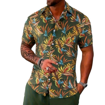 Men's Casual Loose Short Sleeved Shorts Beach Set