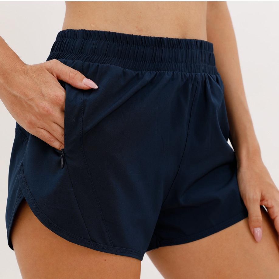 Short de sport d'été avec poches zippées, respirant, ample, Anti-exposition, pantalon de course en plein air, Fitness, vêtements pour femmes