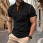 Men's Short Sleeve Polo Shirt Henry T-shirts - Casual Summer Quick Dry Top - Breathable Cotton Blend Knit Tee Sports Street Fashion Top