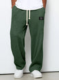 Waffle Straight Pants Fashion Brand Loose Loose  Drawstring Pockets Trousers Casual Men's Clothing