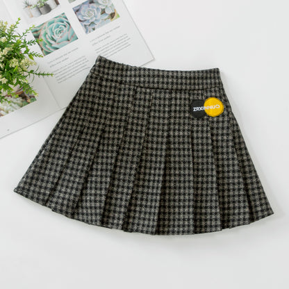 Autumn And Winter New Style Western Children Plaid Pleated Skirt