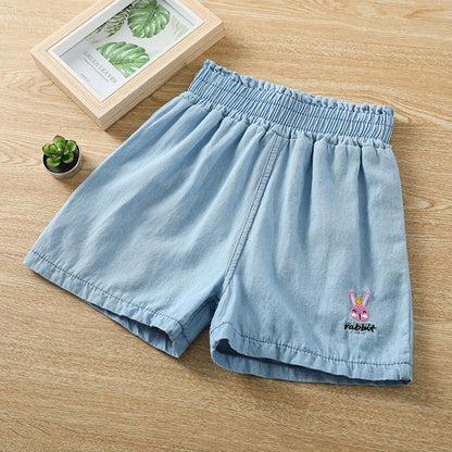 Girls' Middle-aged Children's Shorts Western Style New Jeans