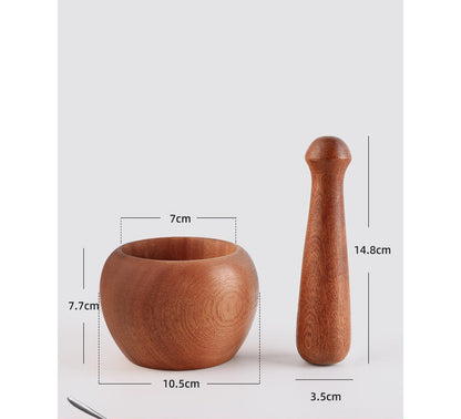 Wooden Manual Garlic Crusher Jar Grinding Mortar