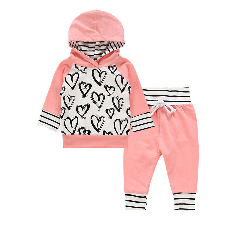 Baby Girl Sweater Hooded Love Set