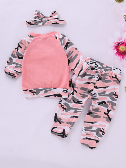 Costume de couvre-chef à coutures camouflage avec nœud pour filles