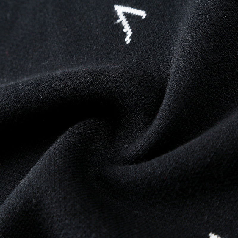 Black Round Neck Pullover Long Sleeve Sweater