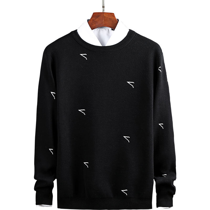 Black Round Neck Pullover Long Sleeve Sweater