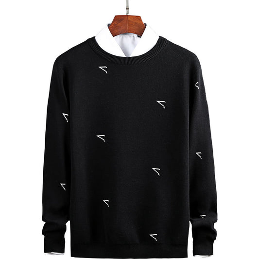 Black Round Neck Pullover Long Sleeve Sweater