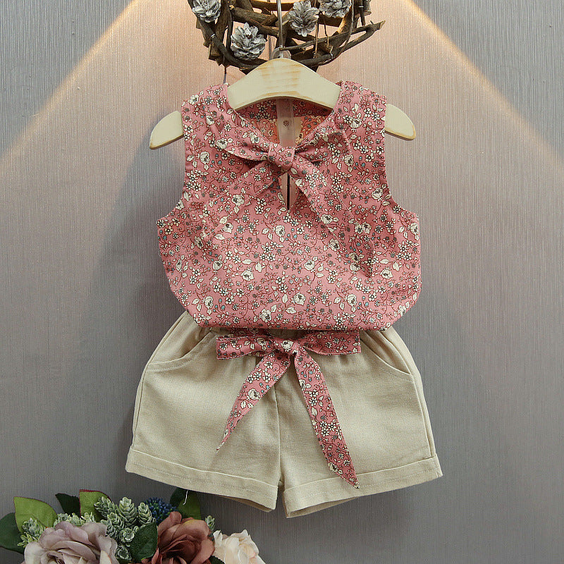 Two-piece short sleeve T-shirt + butterfly shorts