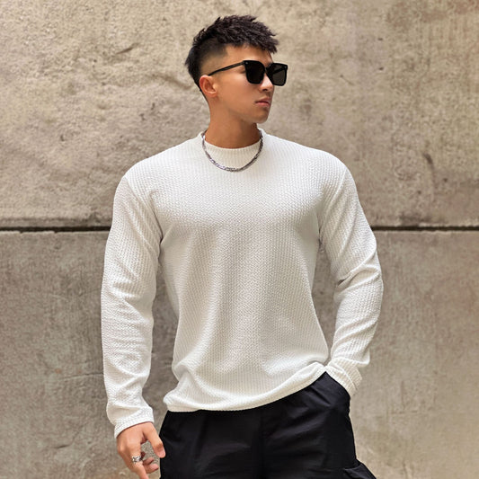 Fashion Men's Round Neck Pullover Long Sleeve Bottoming Shirt