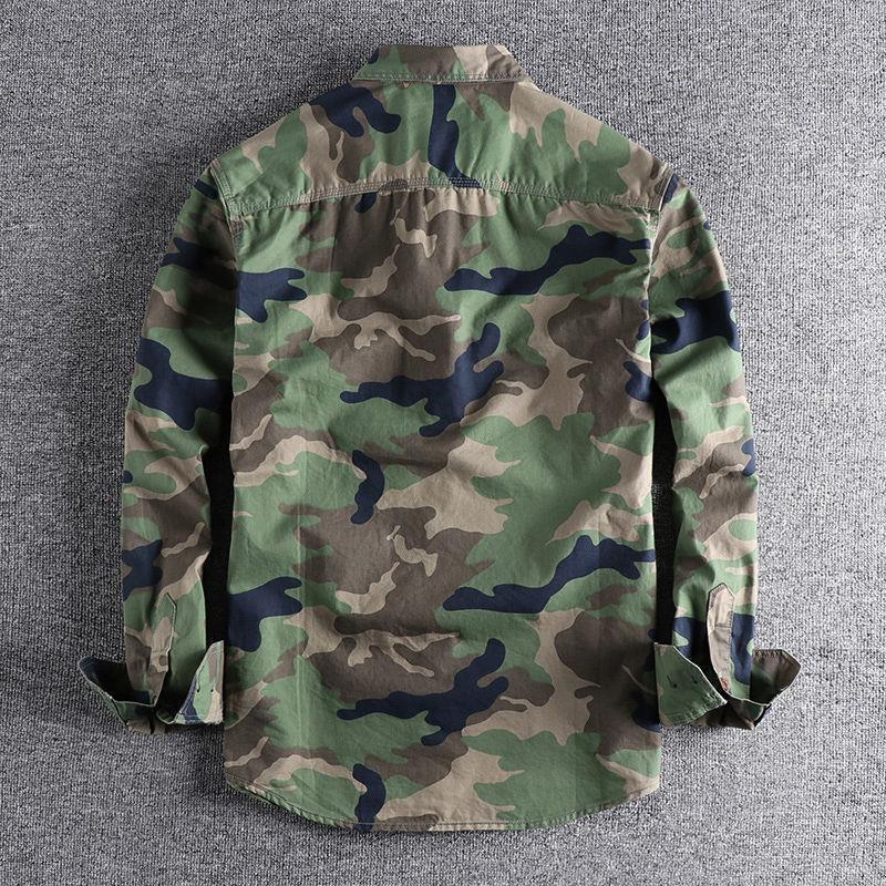 Chemise à manches longues avec salopette américaine camouflage délavée