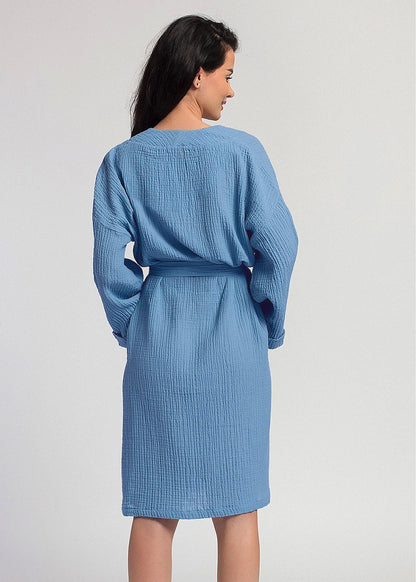 Sleeve Nightgown Cardigan Double-layer Gauze Pajamas