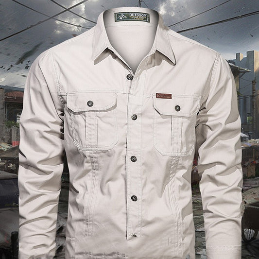 Men's Long Sleeve Cotton Casual Solid Color Shirt