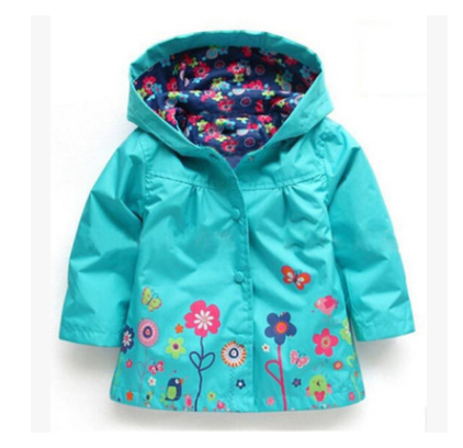 Children's clothing children's jacket girls cute flowers windproof rain jacket children's hooded jacket