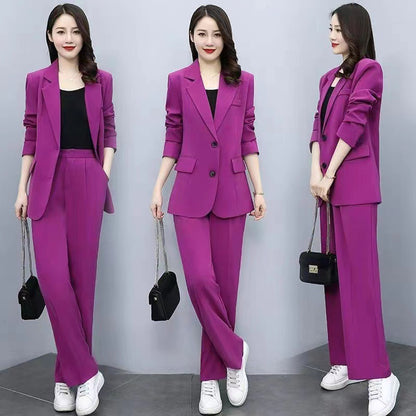 Business Suit Wide Leg Pants Two-piece Suit For Women