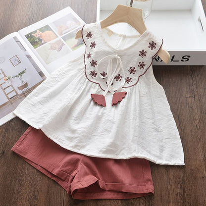 Cotton and linen sleeveless T-shirt + shorts