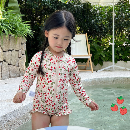 Girls' Summer New Quick-drying Long-sleeved Sunscreen Swimsuit