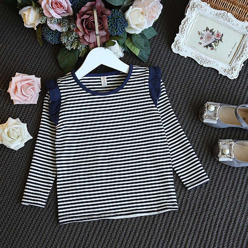 Girls Casual Striped  Short-Sleeved Denim Strap Dress