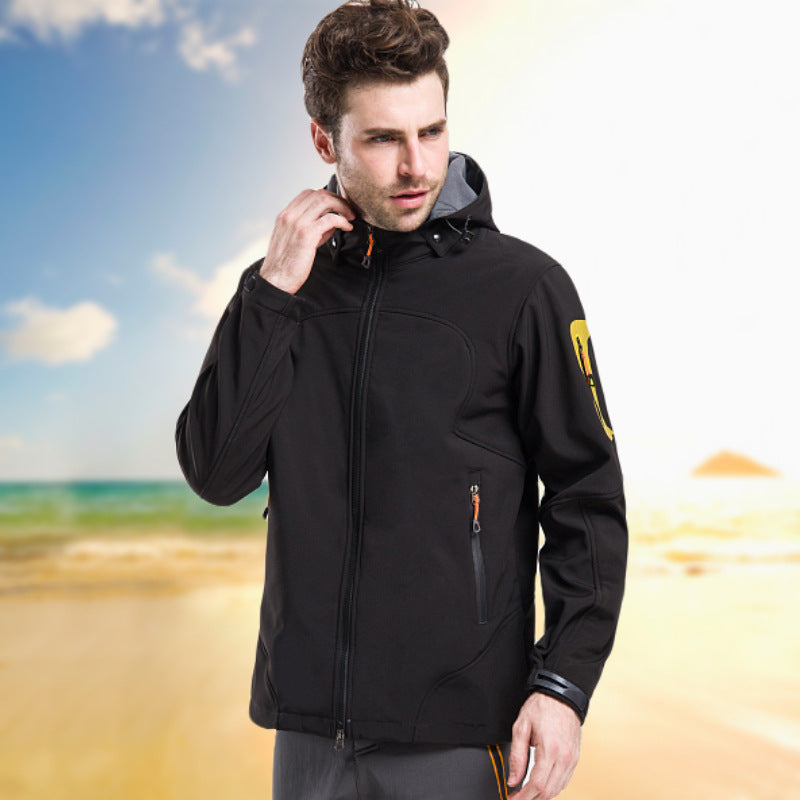 Men's Outdoor Single Layer Jacket Plus Velvet Spring And Autumn Warm Jacket
