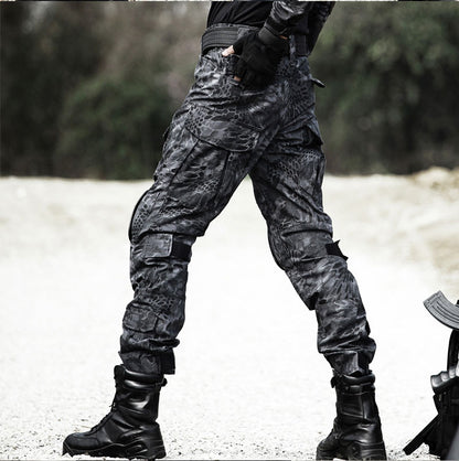 Pantalon tactique militaire quatre saisons CP Camouflage noir motif Python salopette pantalon grenouille