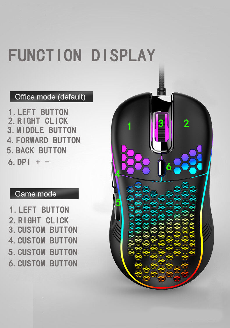 Wired Gaming Mouse Hollow Lightweight RGB