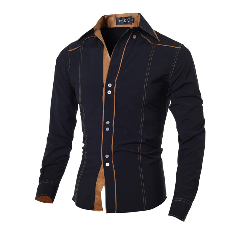 Korean Style Slim Men's Long-Sleeved Shirt