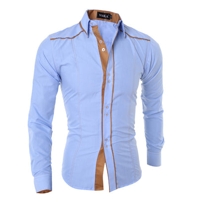 Korean Style Slim Men's Long-Sleeved Shirt