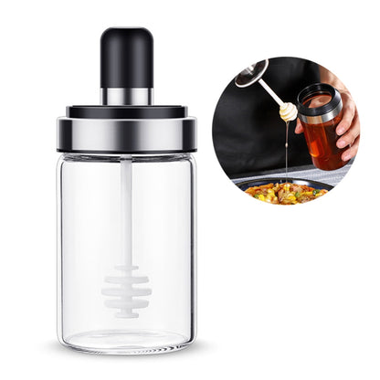 Seasoning Jar With Spoon Transparent Glass Salt Jar With Lid