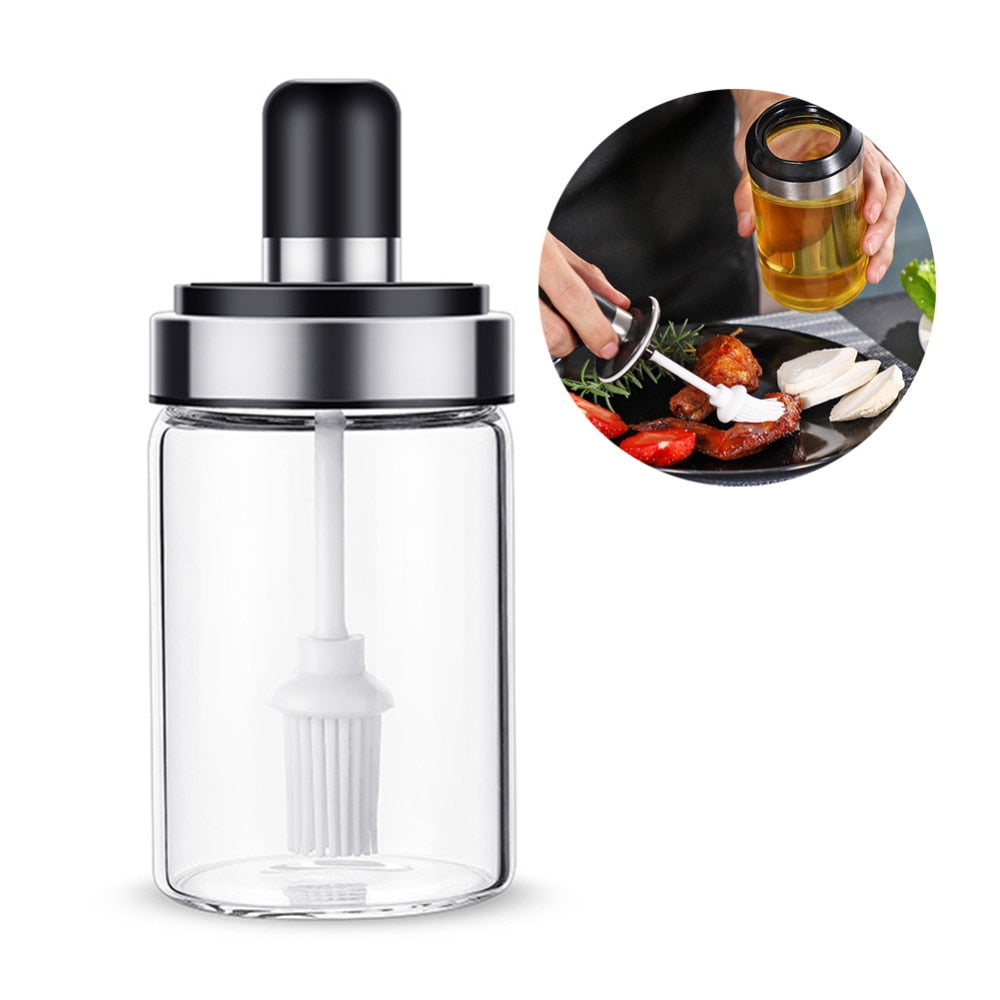 Seasoning Jar With Spoon Transparent Glass Salt Jar With Lid