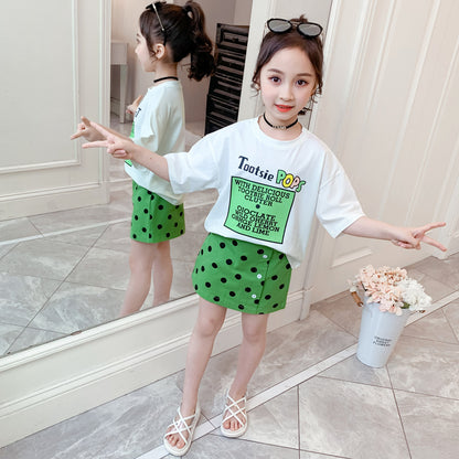 Short-sleeved T-shirt two-piece girl