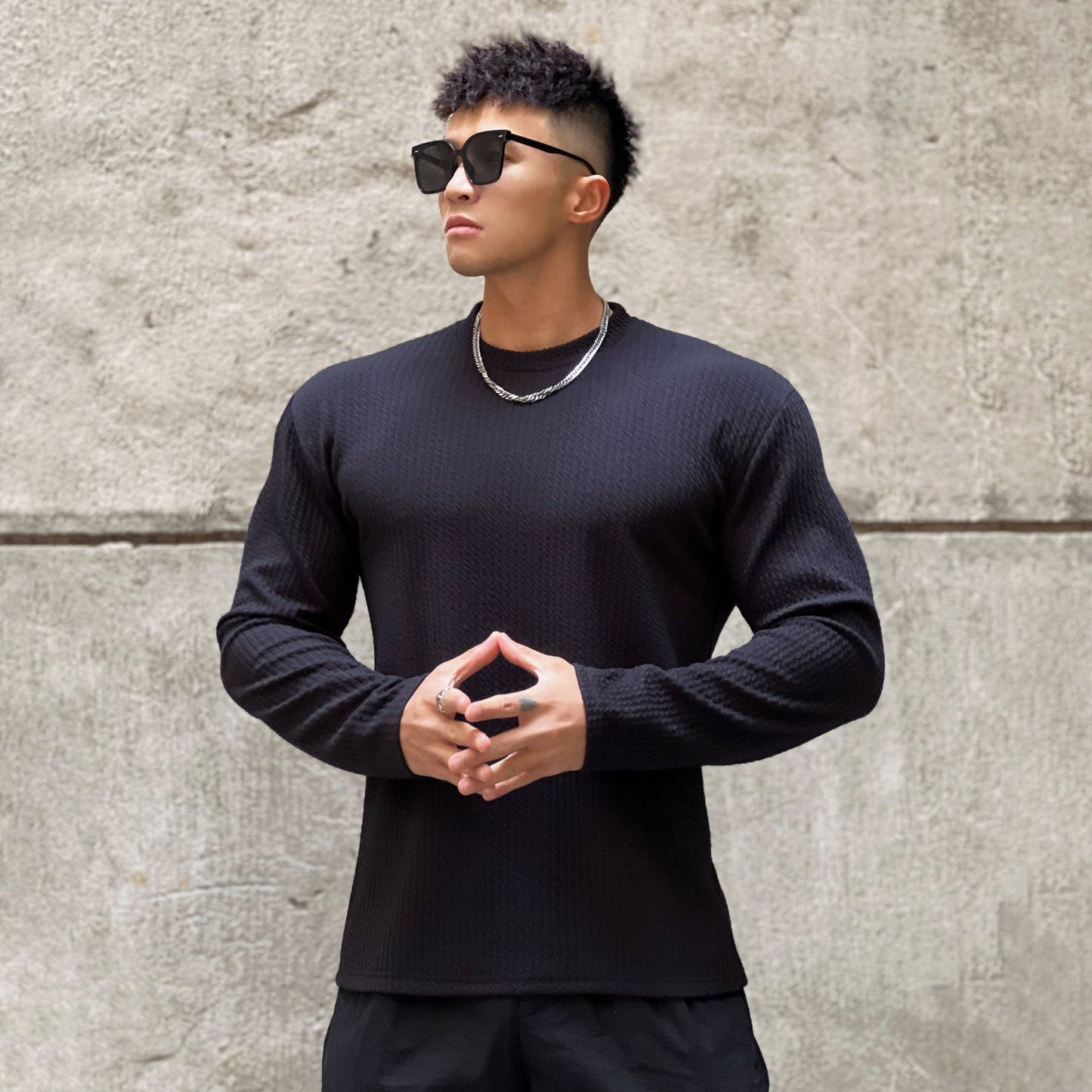 Fashion Men's Round Neck Pullover Long Sleeve Bottoming Shirt