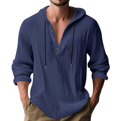 New Wish Cotton Linen Shirt Hooded Sweater Long Sleeve Hooded Casual Daily Clothing