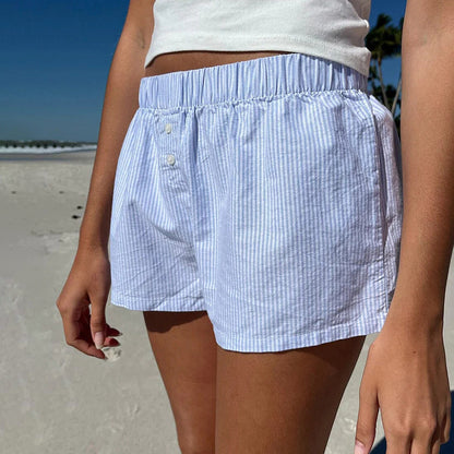 Casual Loose Striped Contrast Color Shorts