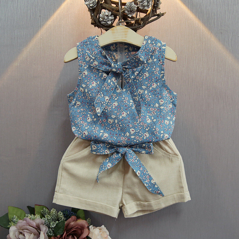 Two-piece short sleeve T-shirt + butterfly shorts