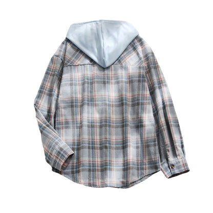 Hooded Breasted Casual Shirt Pullover