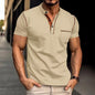 Men's Short Sleeve Polo Shirt Henry T-shirts - Casual Summer Quick Dry Top - Breathable Cotton Blend Knit Tee Sports Street Fashion Top