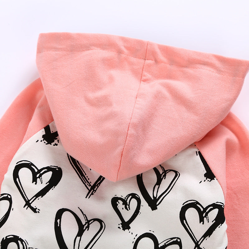 Baby Girl Sweater Hooded Love Set