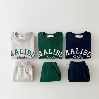 Two-piece Set Of Printed Letter Sweatshirt And Leggings