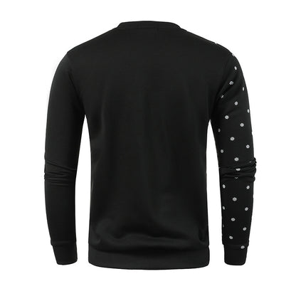 New Trend Printed Large Round Neck Men's Casual Pullover Sweater