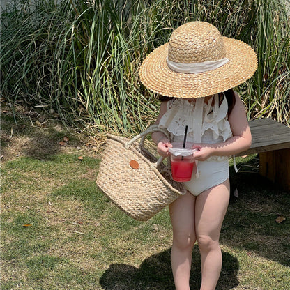 Maillot de bain brodé à volants pour enfants, filles