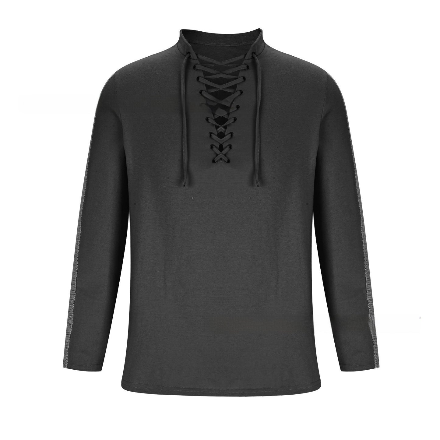 Mesh Long-sleeved Solid Color Collar Top