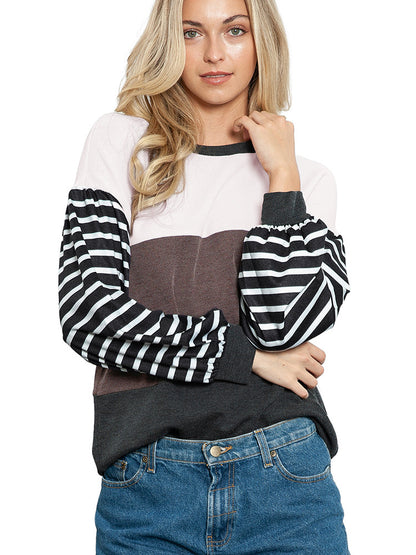 Striped Splicing Knitwear Women's Long Sleeve